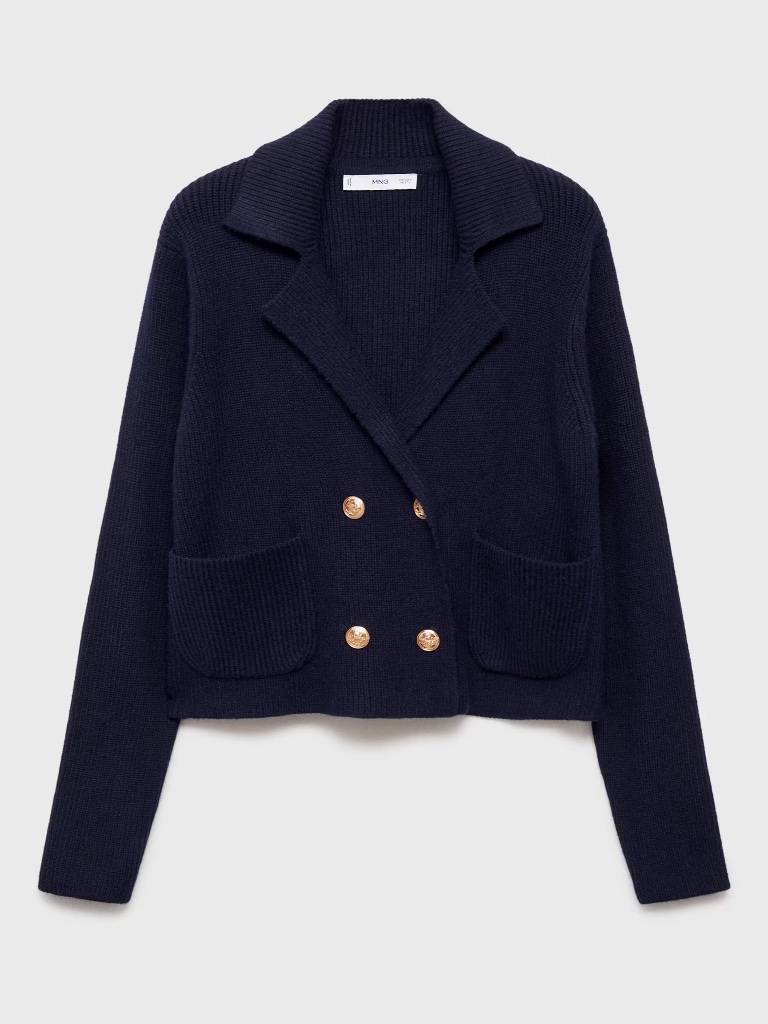 Mango - Double-Breasted Knitted Jacket - Size Large